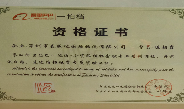 Alibaba Partner - Qualification Certificate